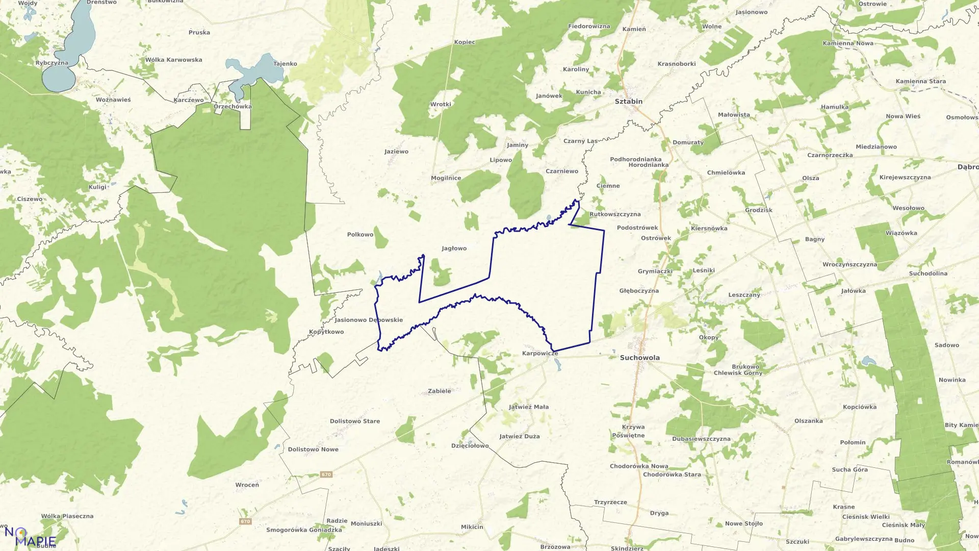 Mapa obrębu BIELE SUCHOWOLSKIE w gminie Suchowola