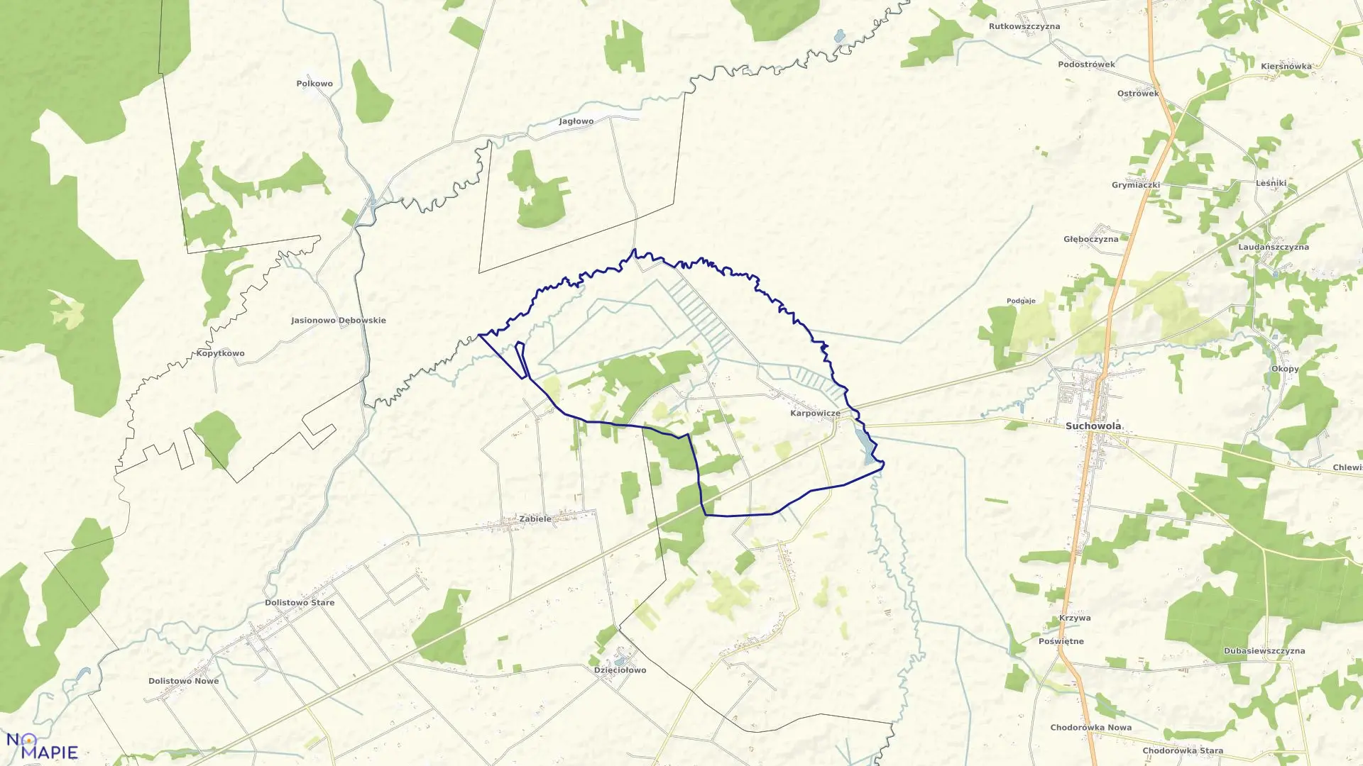 Mapa obrębu KARPOWICZE w gminie Suchowola