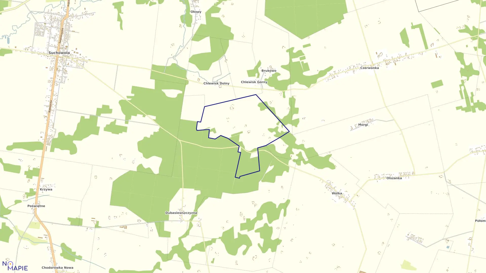 Mapa obrębu KOL.ZGIERSZCZAŃSKIE w gminie Suchowola