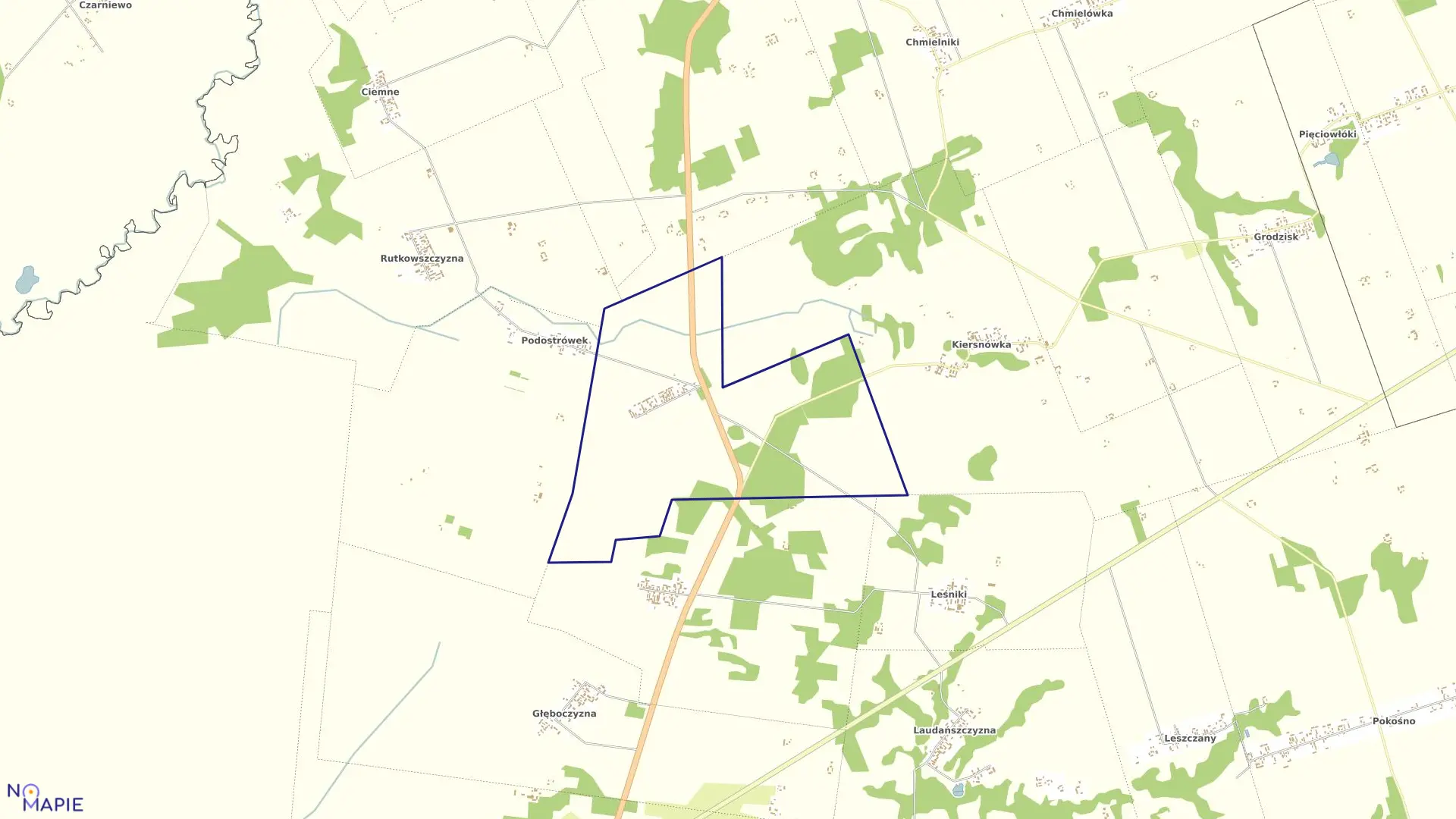 Mapa obrębu OSTRÓWEK w gminie Suchowola