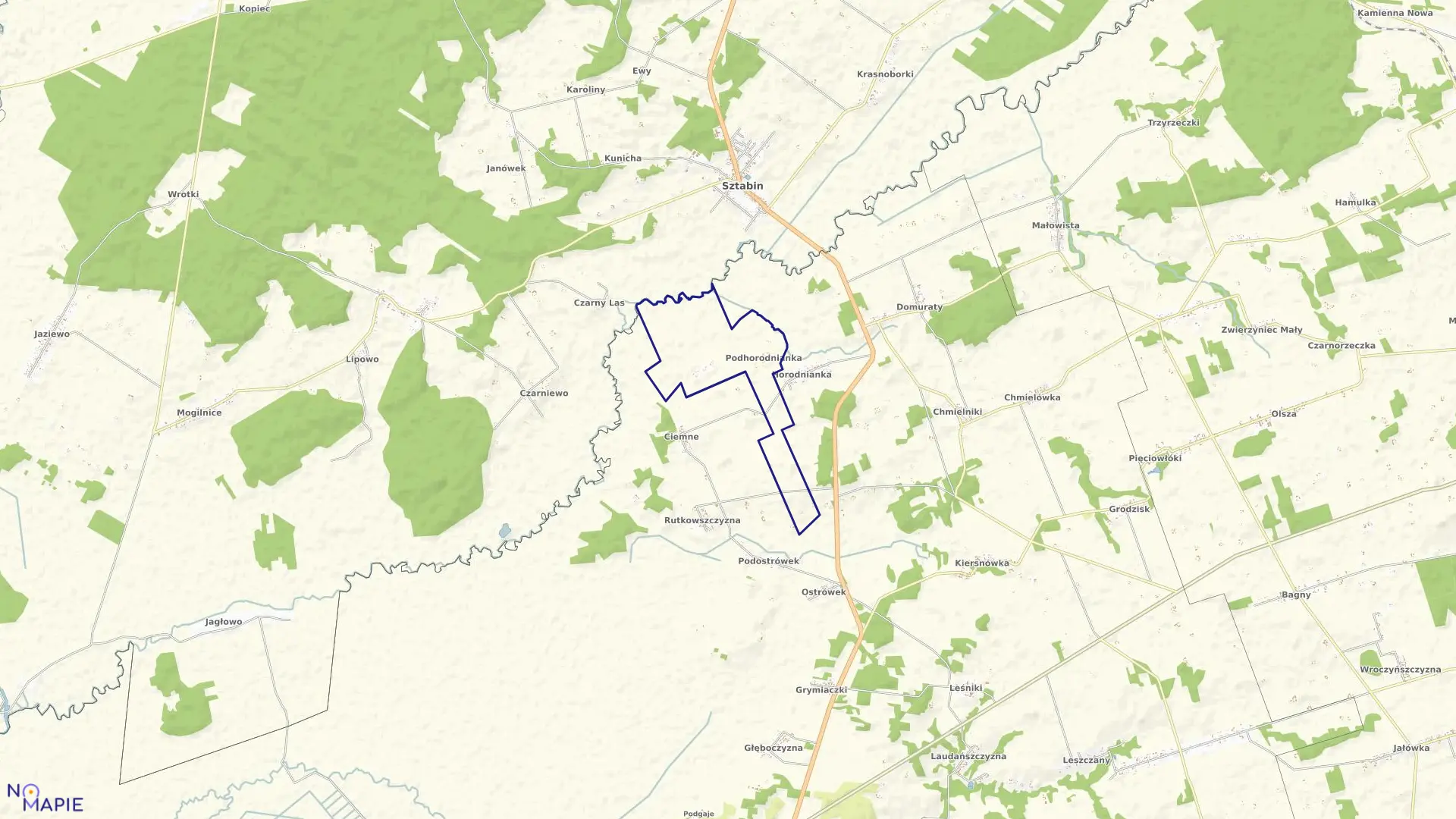 Mapa obrębu PODHORODNIANKA w gminie Suchowola