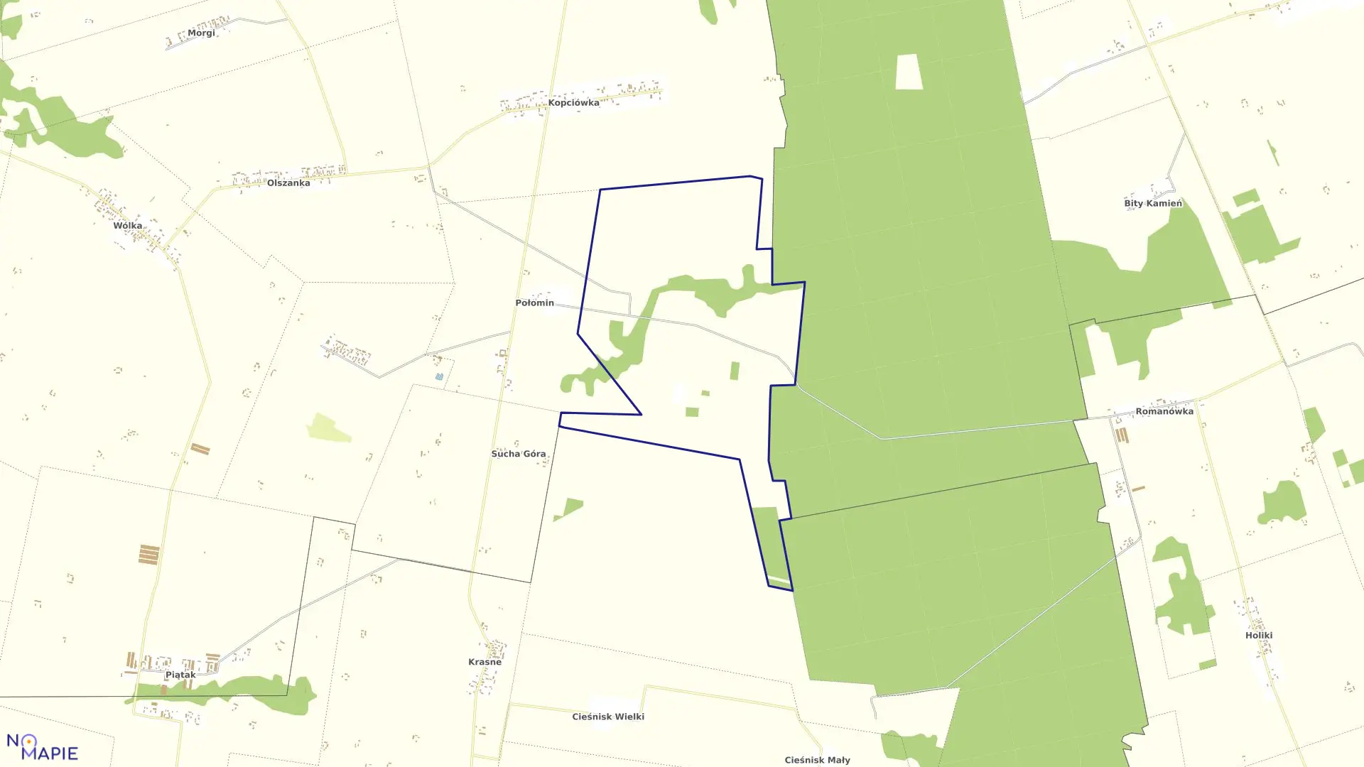 Mapa obrębu POŁOMIN-KOLONIA w gminie Suchowola