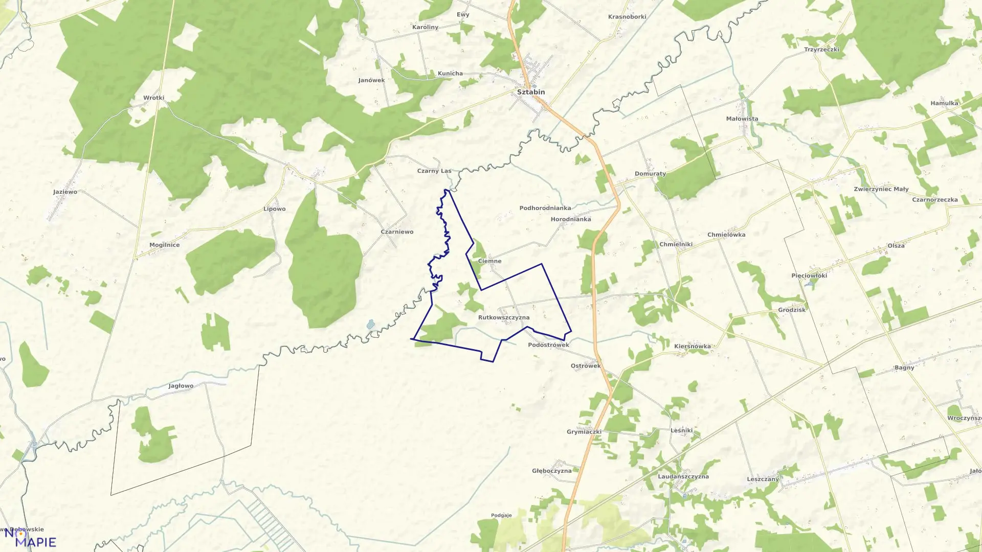 Mapa obrębu RUTKOWSZCZYZNA w gminie Suchowola